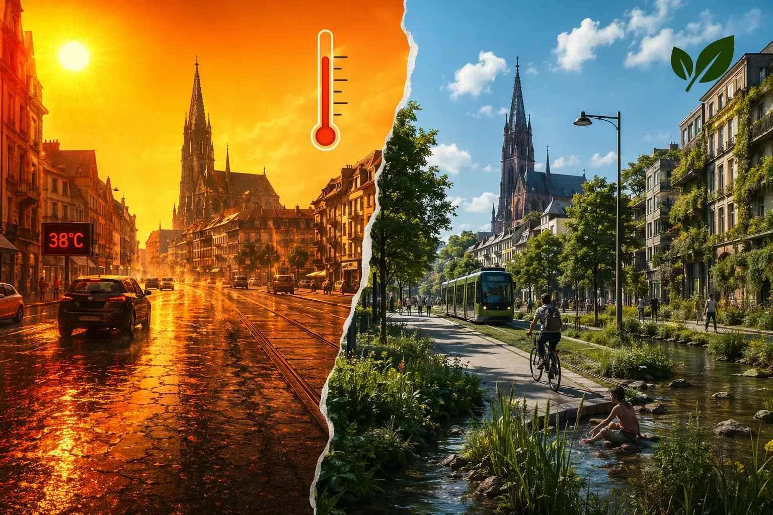 Mulhouse en 2035 : quand l&rsquo;asphalte devient une fournaise